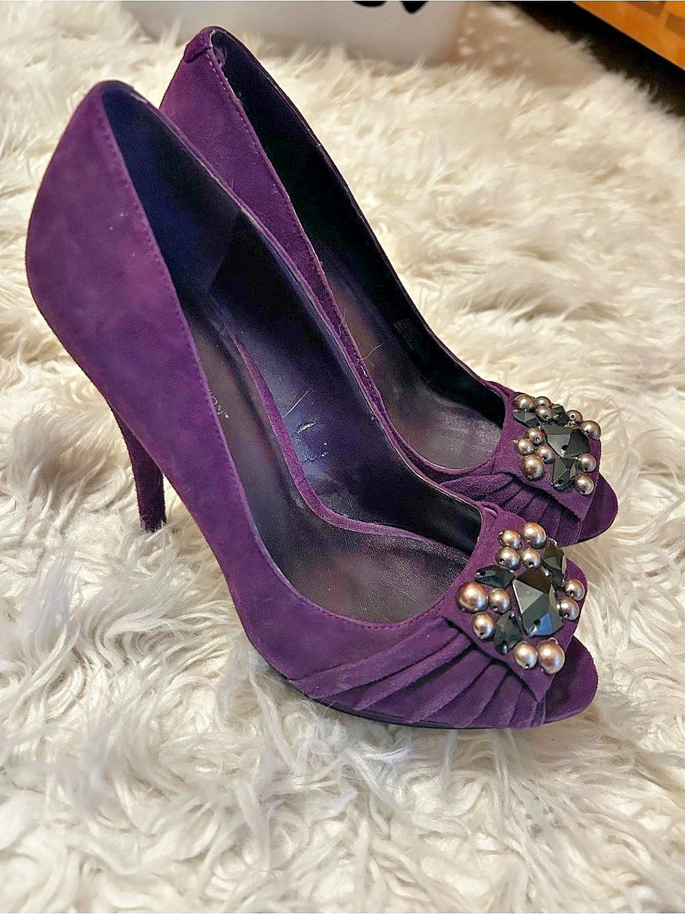 BCBGeneration Purple Embellished Pumps